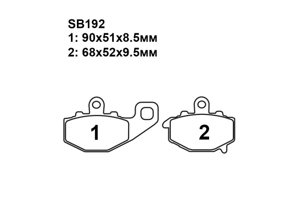 Тормозные колодки SB192 на KAWASAKI ZX-10R Ninja (ZX 1000 E8F, E9F, FAF) 2008-2010 задние