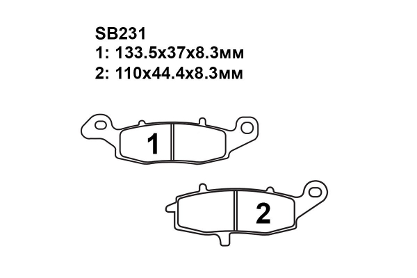 Тормозные колодки SB231 на KAWASAKI VN 1500 P1, P2 Mean Streak 2002-2004 задние