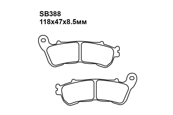 Комплект тормозных колодок SB388|SB388|SB174 на HONDA CBF 1000 FS FSA (3 поршн.перед.суппорт, ABS ) 2010-2011