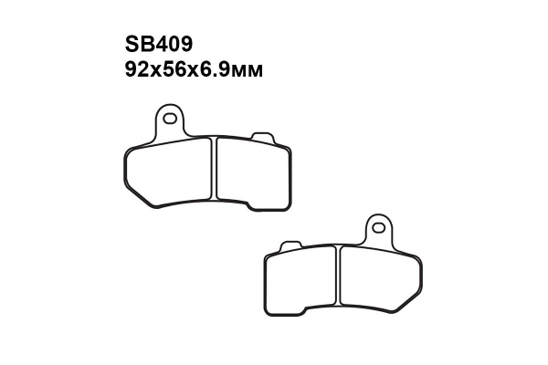 Тормозные колодки SB409 на HARLEY DAVIDSON FLHR Road King Литой диск  2015-2021 передние