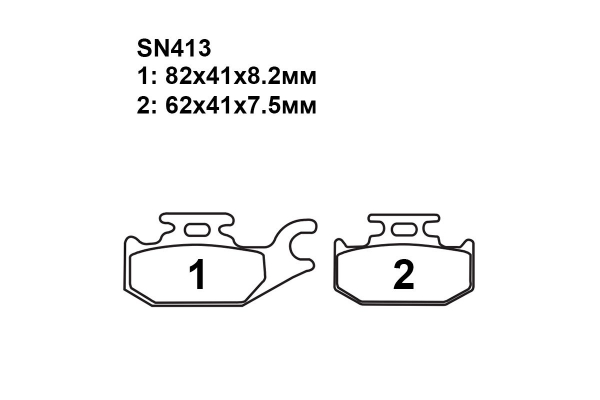 Тормозные колодки SN413 на YAMAHA YFM 450 Kodiak 2005-2006 задние левые